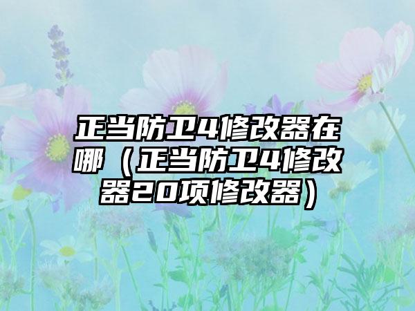 正当防卫4修改器在哪（正当防卫4修改器20项修改器）