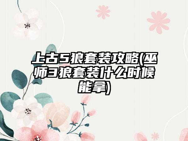 上古5狼套装攻略(巫师3狼套装什么时候能拿)