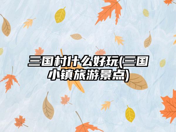 三国村什么好玩(三国小镇旅游景点)