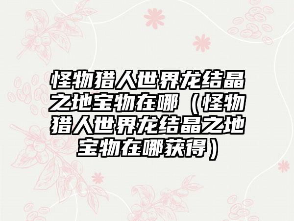 怪物猎人世界龙结晶之地宝物在哪（怪物猎人世界龙结晶之地宝物在哪获得）