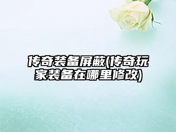 传奇装备屏蔽(传奇玩家装备在哪里修改)