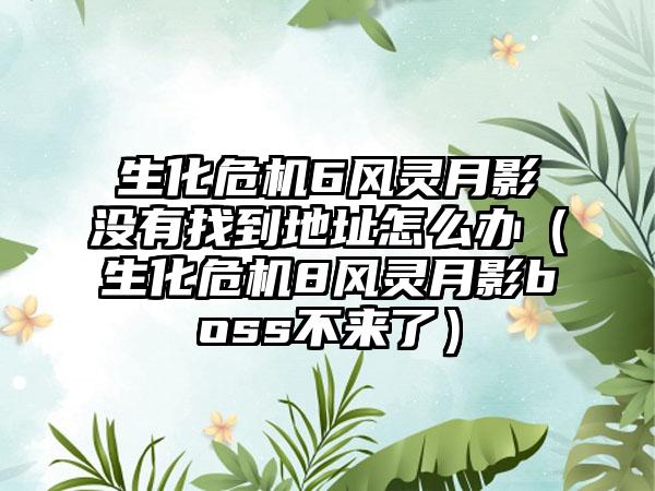 生化危机6风灵月影没有找到地址怎么办（生化危机8风灵月影boss不来了）