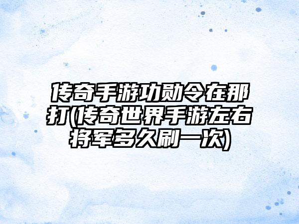 传奇手游功勋令在那打(传奇世界手游左右将军多久刷一次)