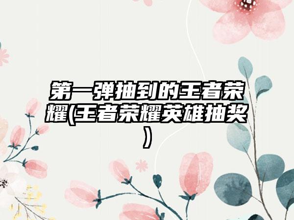 第一弹抽到的王者荣耀(王者荣耀英雄抽奖)