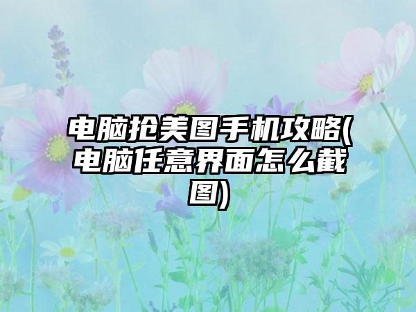 电脑抢美图手机攻略(电脑任意界面怎么截图)