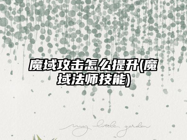 魔域攻击怎么提升(魔域法师技能)