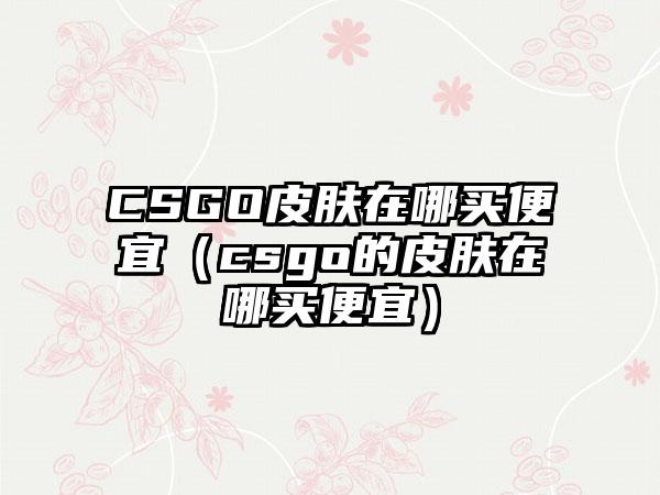 CSGO皮肤在哪买便宜（csgo的皮肤在哪买便宜）