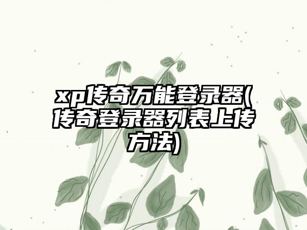 xp传奇万能登录器(传奇登录器列表上传方法)