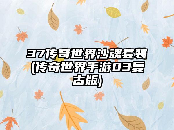 37传奇世界沙魂套装(传奇世界手游03复古版)