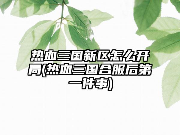 热血三国新区怎么开局(热血三国合服后第一件事)