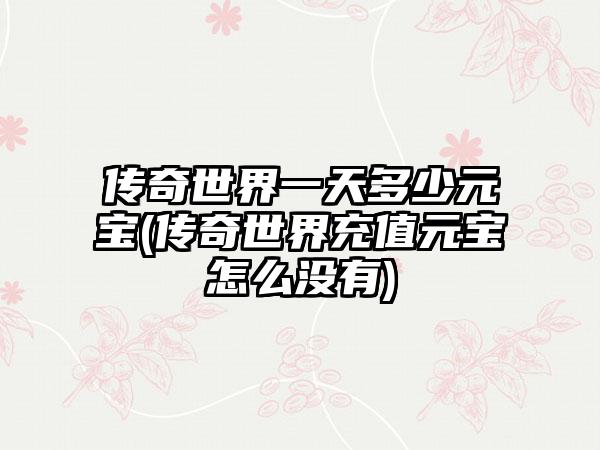 传奇世界一天多少元宝(传奇世界充值元宝怎么没有)