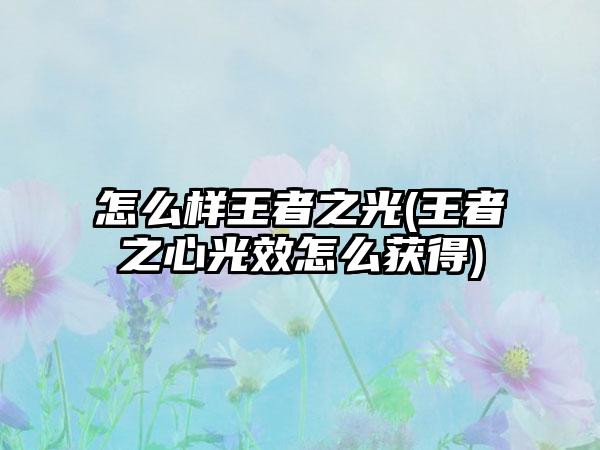 怎么样王者之光(王者之心光效怎么获得)