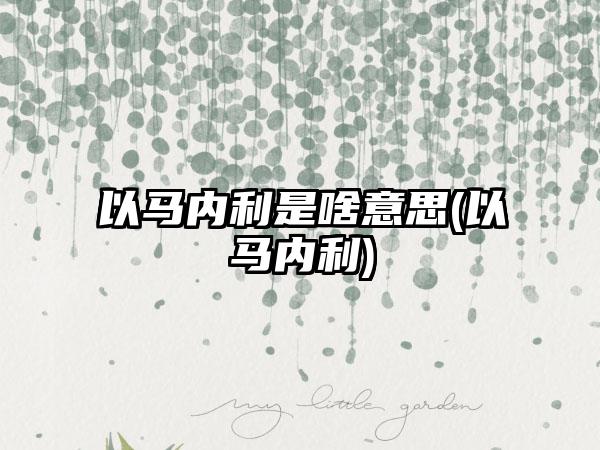 以马内利是啥意思(以马内利)