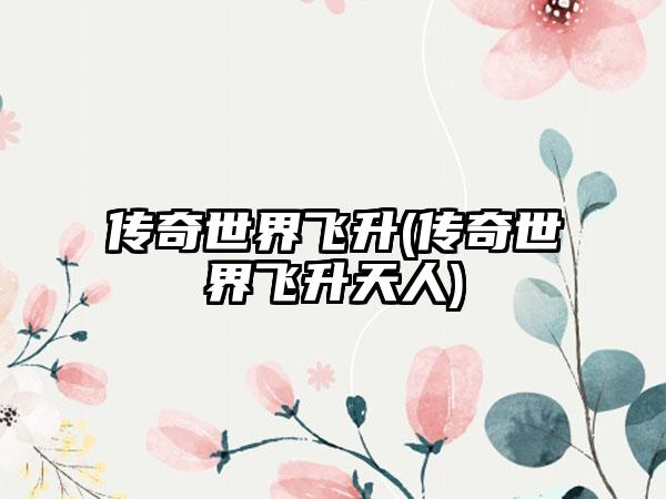传奇世界飞升(传奇世界飞升天人)