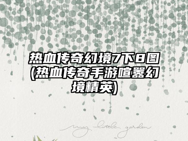 热血传奇幻境7下8图(热血传奇手游喧嚣幻境精英)