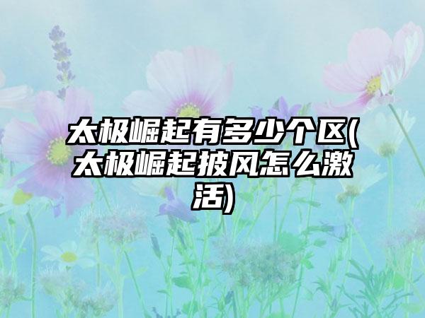 太极崛起有多少个区(太极崛起披风怎么激活)