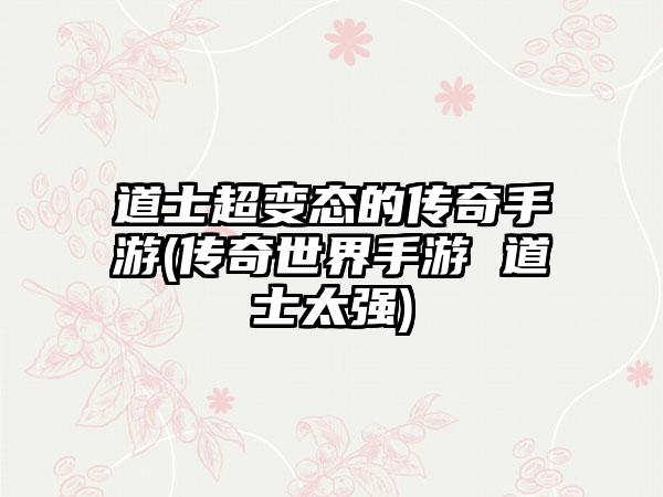 道士超变态的传奇手游(传奇世界手游 道士太强)
