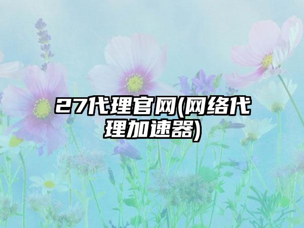 27代理官网(网络代理加速器)