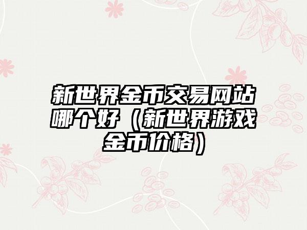 新世界金币交易网站哪个好（新世界游戏金币价格）