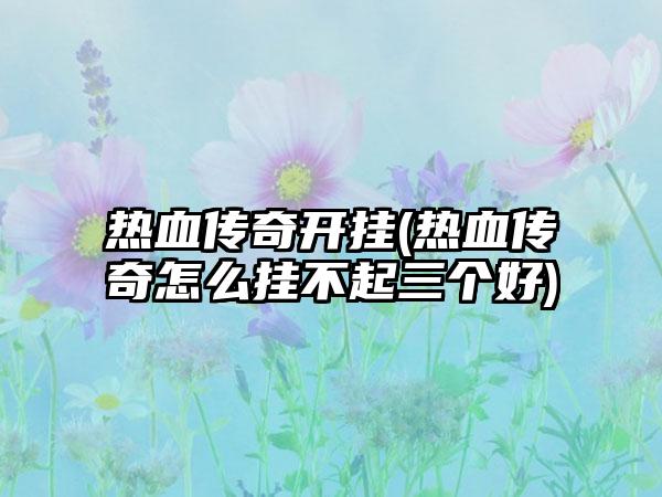 热血传奇开挂(热血传奇怎么挂不起三个好)