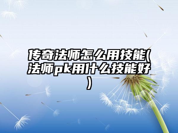 传奇法师怎么用技能(法师pk用什么技能好)