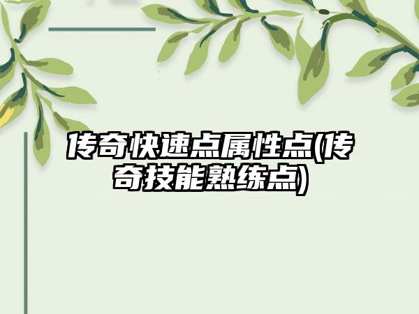 传奇快速点属性点(传奇技能熟练点)