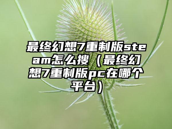 最终幻想7重制版steam怎么搜（最终幻想7重制版pc在哪个平台）
