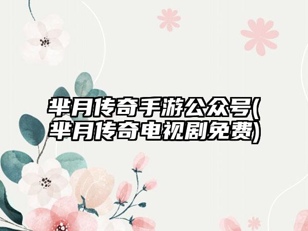 芈月传奇手游公众号(芈月传奇电视剧免费)