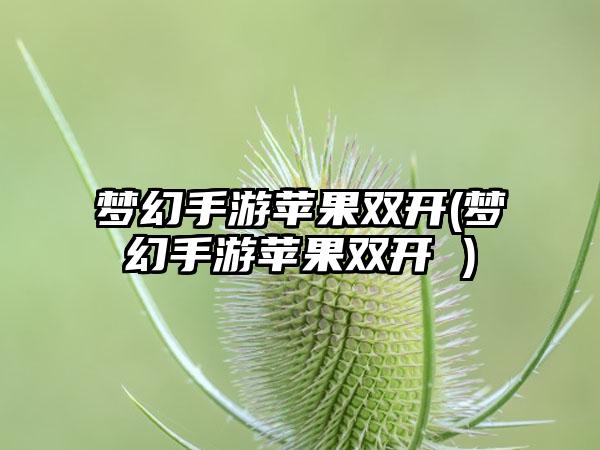 梦幻手游苹果双开(梦幻手游苹果双开 )