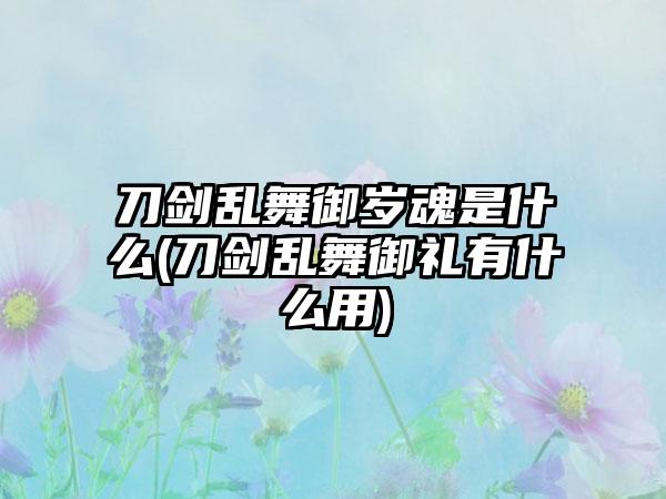 刀剑乱舞御岁魂是什么(刀剑乱舞御礼有什么用)
