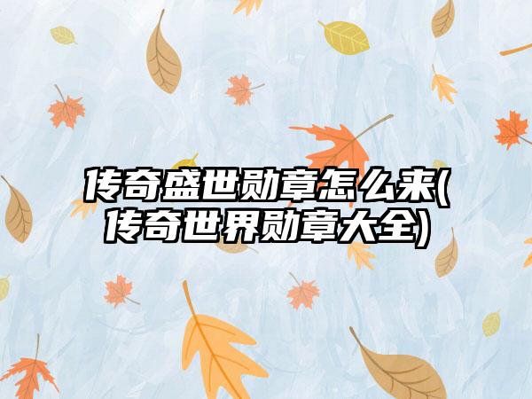 传奇盛世勋章怎么来(传奇世界勋章大全)