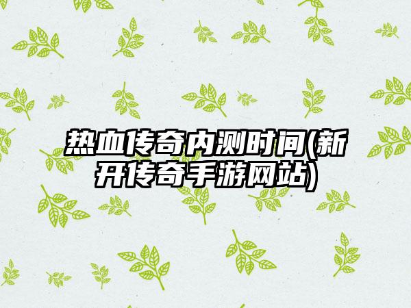 热血传奇内测时间(新开传奇手游网站)