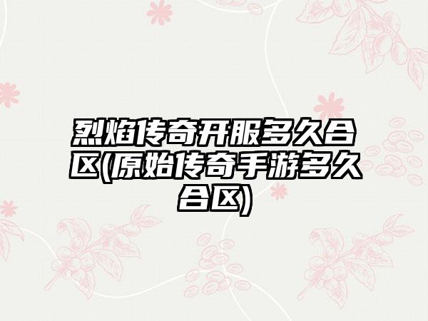 烈焰传奇开服多久合区(原始传奇手游多久合区)