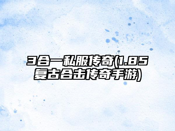 3合一私服传奇(1.85复古合击传奇手游)