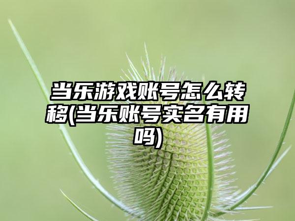 当乐游戏账号怎么转移(当乐账号实名有用吗)