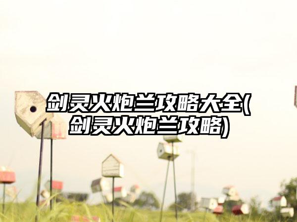 剑灵火炮兰攻略大全(剑灵火炮兰攻略)