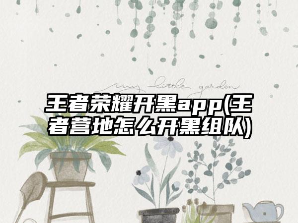 王者荣耀开黑app(王者营地怎么开黑组队)