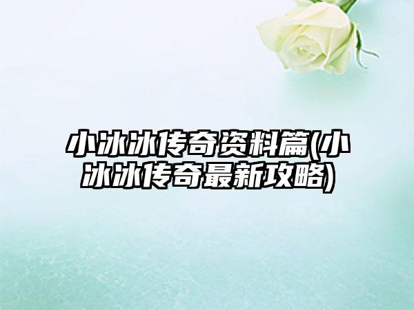 小冰冰传奇资料篇(小冰冰传奇最新攻略)