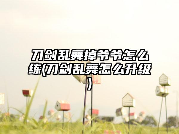 刀剑乱舞掉爷爷怎么练(刀剑乱舞怎么升级)