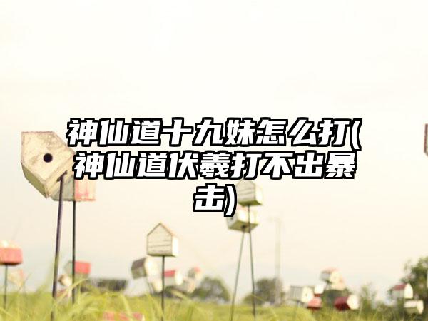 神仙道十九妹怎么打(神仙道伏羲打不出暴击)