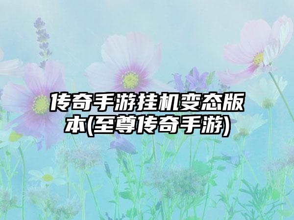 传奇手游挂机变态版本(至尊传奇手游)