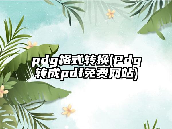 pdg格式转换(Pdg转成pdf免费网站)