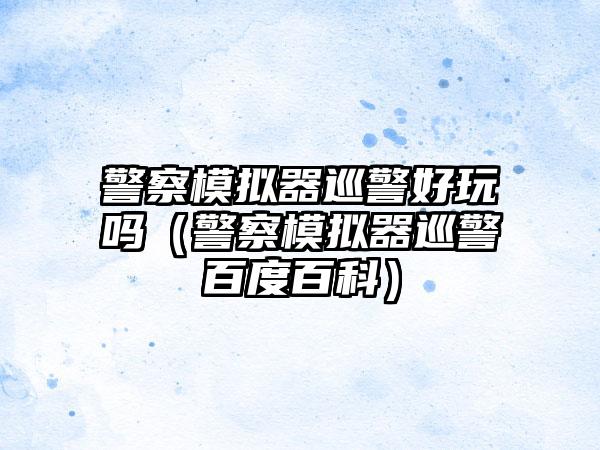 警察模拟器巡警好玩吗（警察模拟器巡警百度百科）