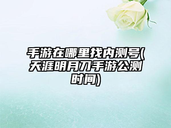 手游在哪里找内测号(天涯明月刀手游公测时间)