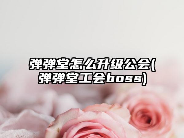 弹弹堂怎么升级公会(弹弹堂工会boss)