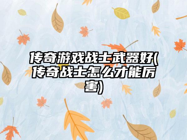 传奇游戏战士武器好(传奇战士怎么才能厉害)