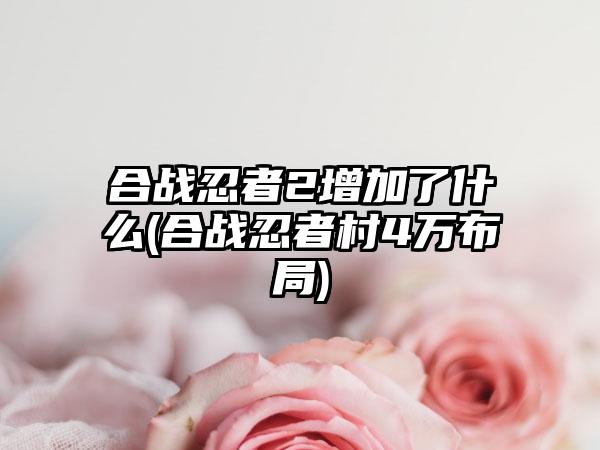 合战忍者2增加了什么(合战忍者村4万布局)