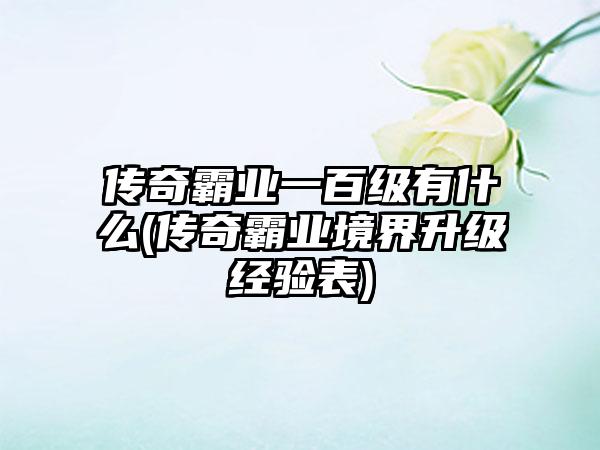 传奇霸业一百级有什么(传奇霸业境界升级经验表)