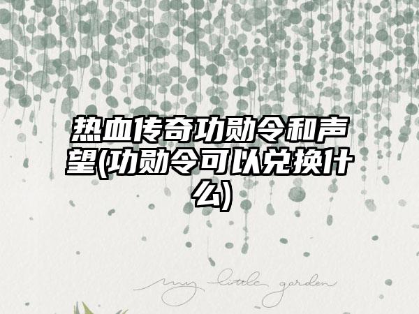热血传奇功勋令和声望(功勋令可以兑换什么)