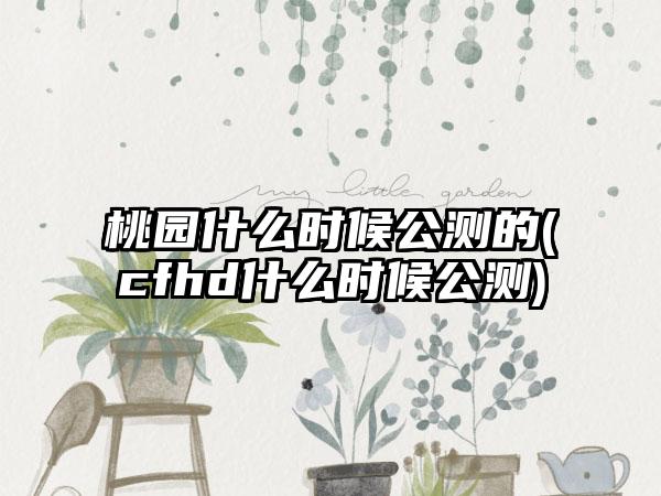 桃园什么时候公测的(cfhd什么时候公测)